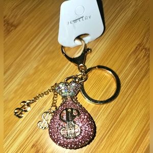 Money bag bling keychain purse charm